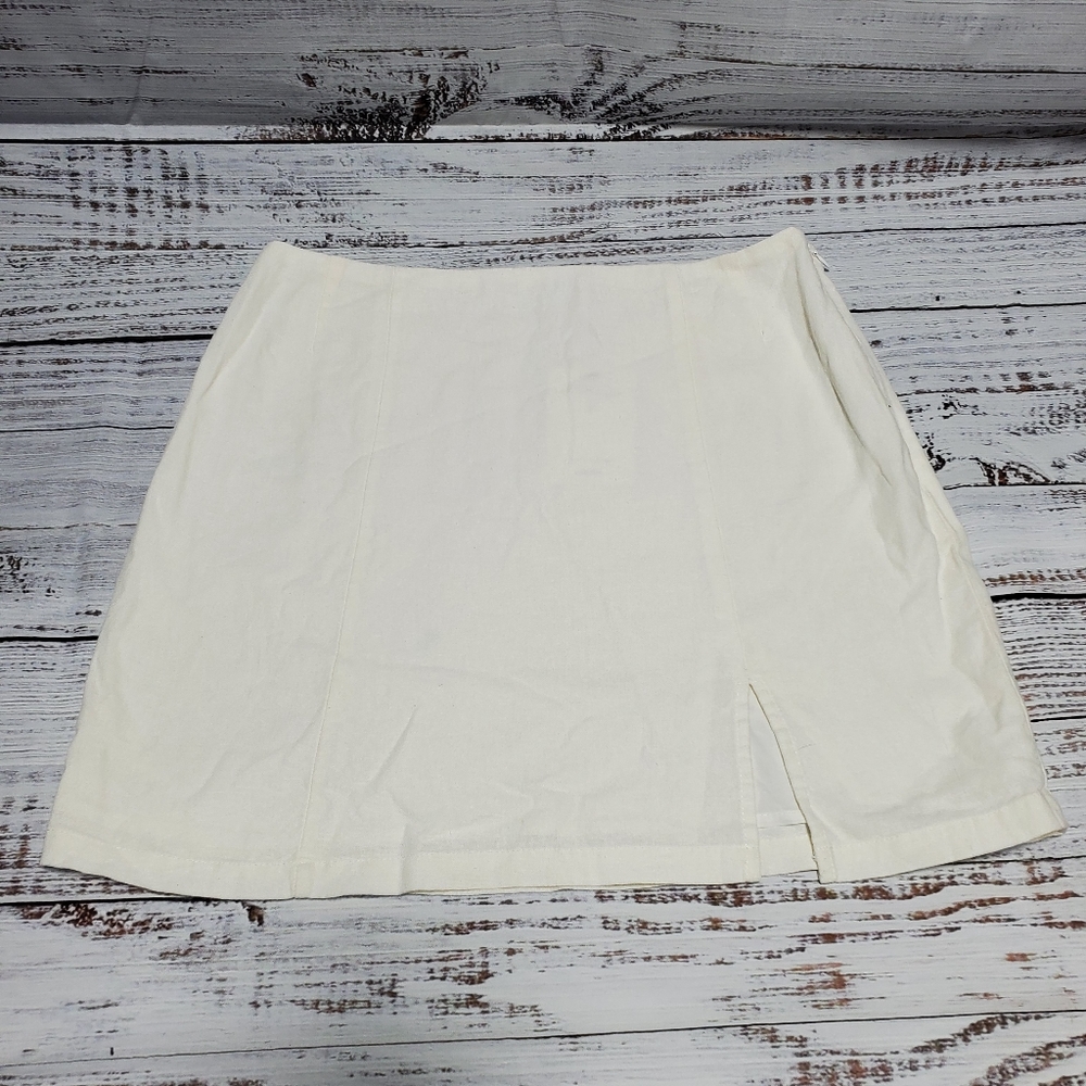NWT Glassons White Linen Mini Skirt with Slit